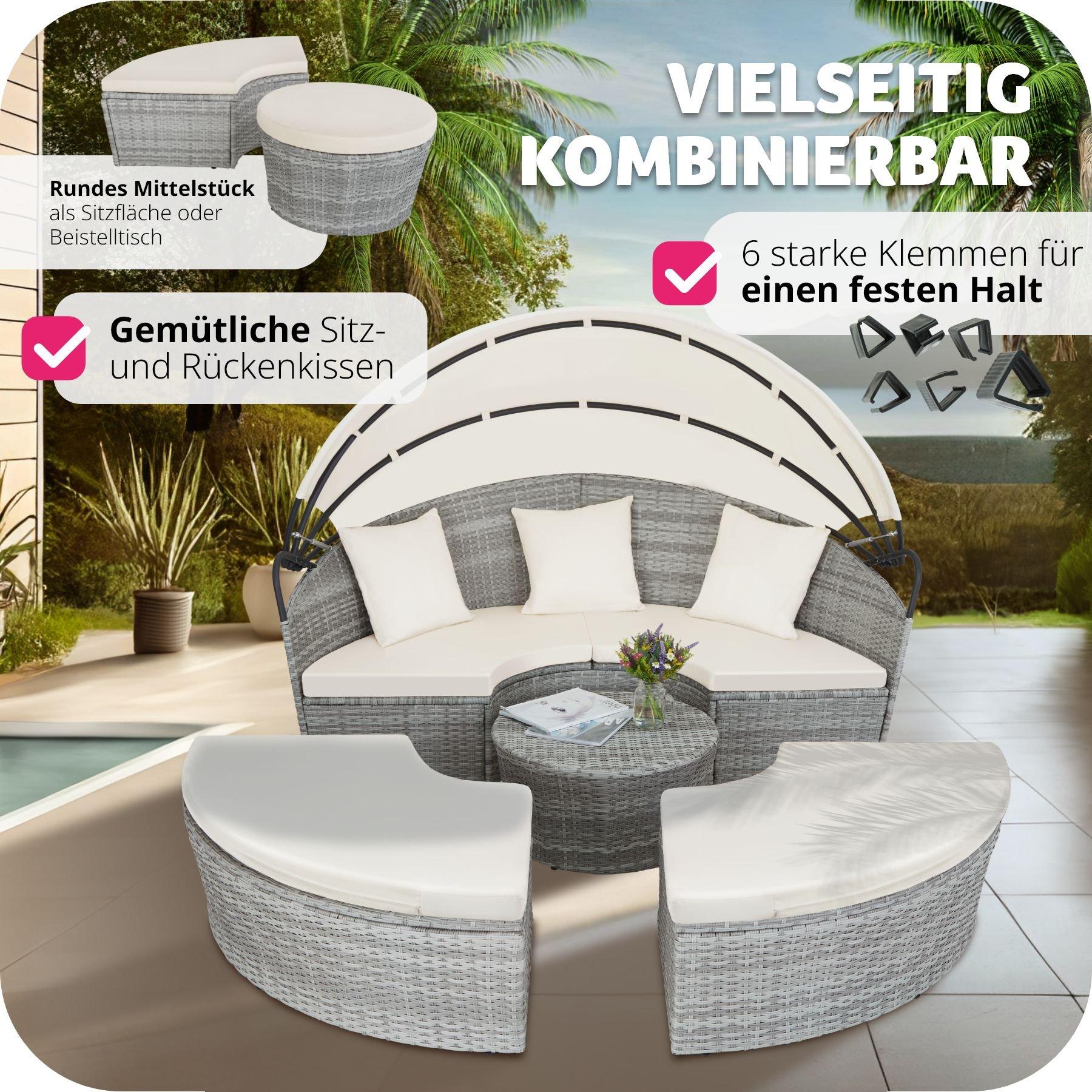 Tectake Sonneninsel Rattan mit Aluminiumgestell und Sonnendach  