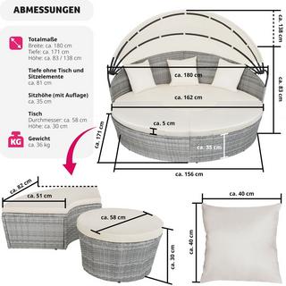 Tectake Sonneninsel Rattan mit Aluminiumgestell und Sonnendach  