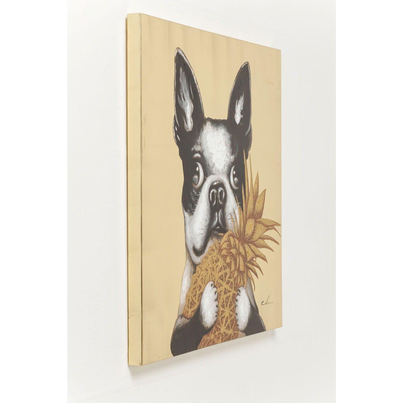 KARE Design Tableau Touched Dog with Pineapple 80x80cm  