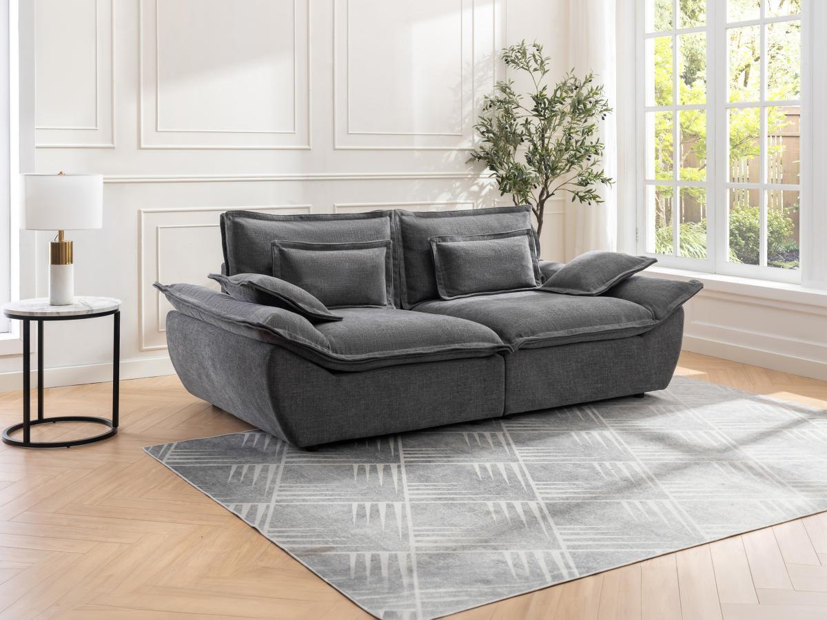 Vente-unique Sofa 3-Sitzer - melierter Stoff - Anthrazitgrau - NARANGO  