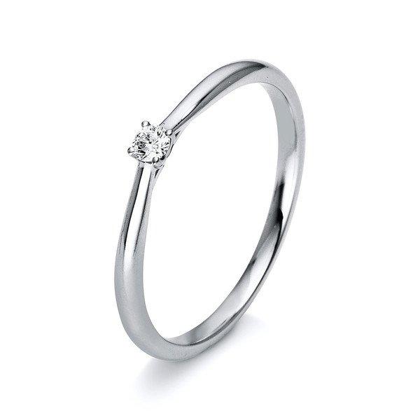 Image of Solitär-ring 585/14k Weissgold Diamant 0.05ct. Damen Silber 54