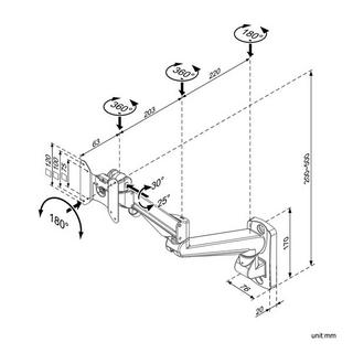 Roline  ROLINE Support LCD à gaz, fonction pivot 