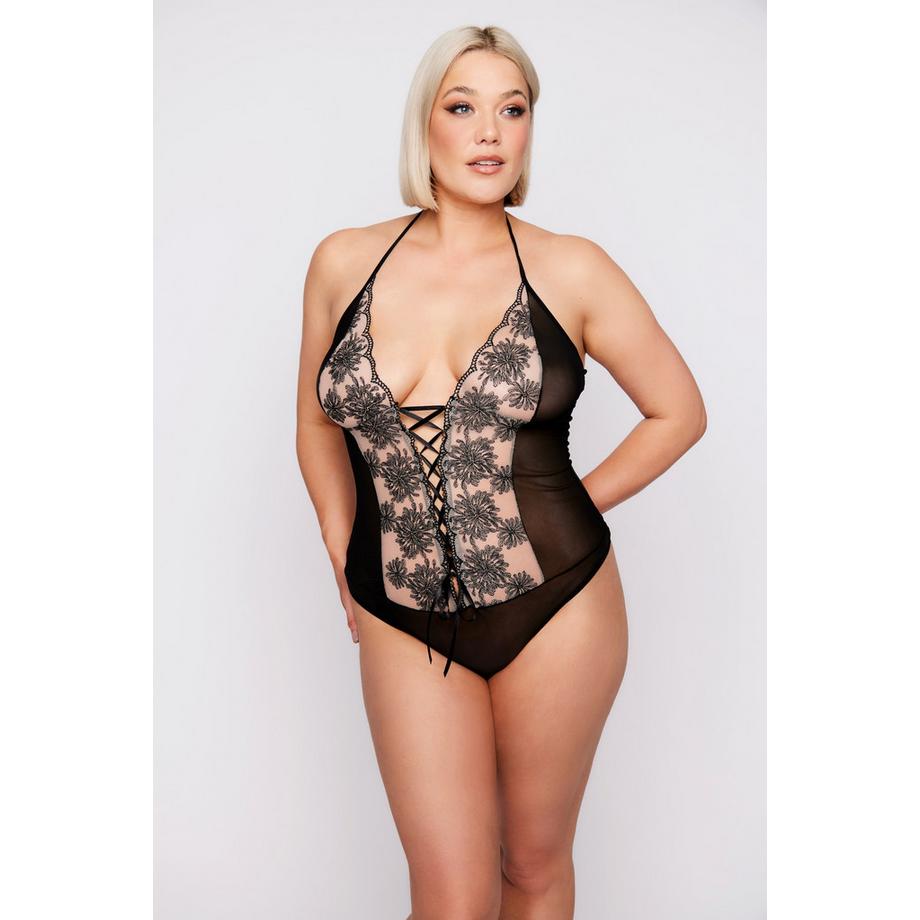 Ulla Popken Body en dentelle ouvert à l'entrejambe  