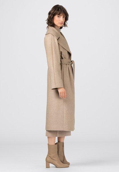 HALLHUBER  Midi-Wickelmantel aus schwerem, recyceltem Wolle-Flanell Beige