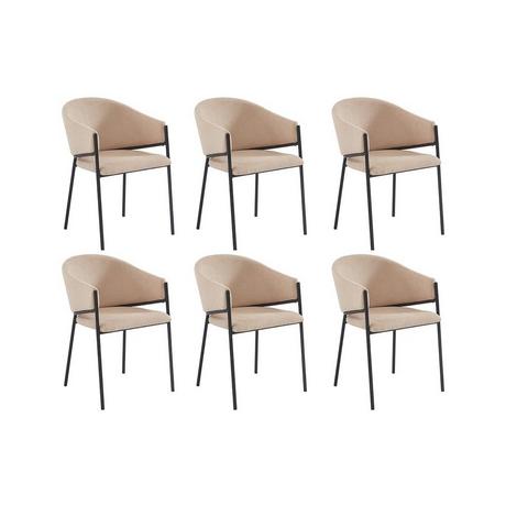 PASCAL MORABITO Stuhl mit Armlehnen 6er-Set - Stoff & Metall - Beige - ORDIDA von Pascal MORABITO  