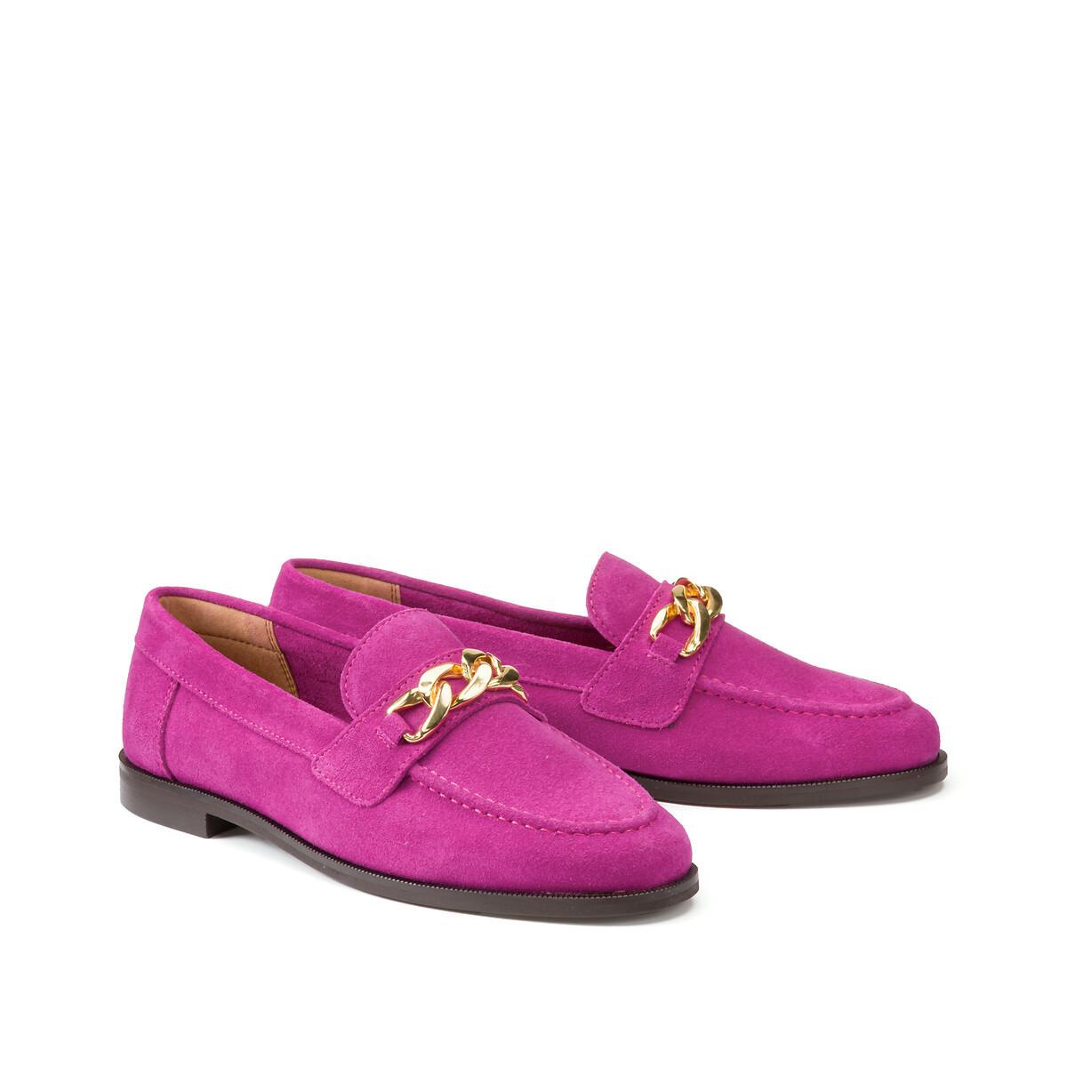 Image of Mokassins Aus Veloursleder Mit Zierkette Damen Rosa 38