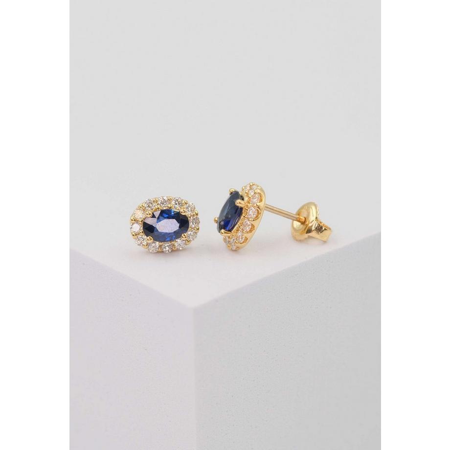 MUAU Schmuck  Ohrringe Gelbgold 750 Saphir 1.29ct. Brillanten 0.44ct. 10mm 