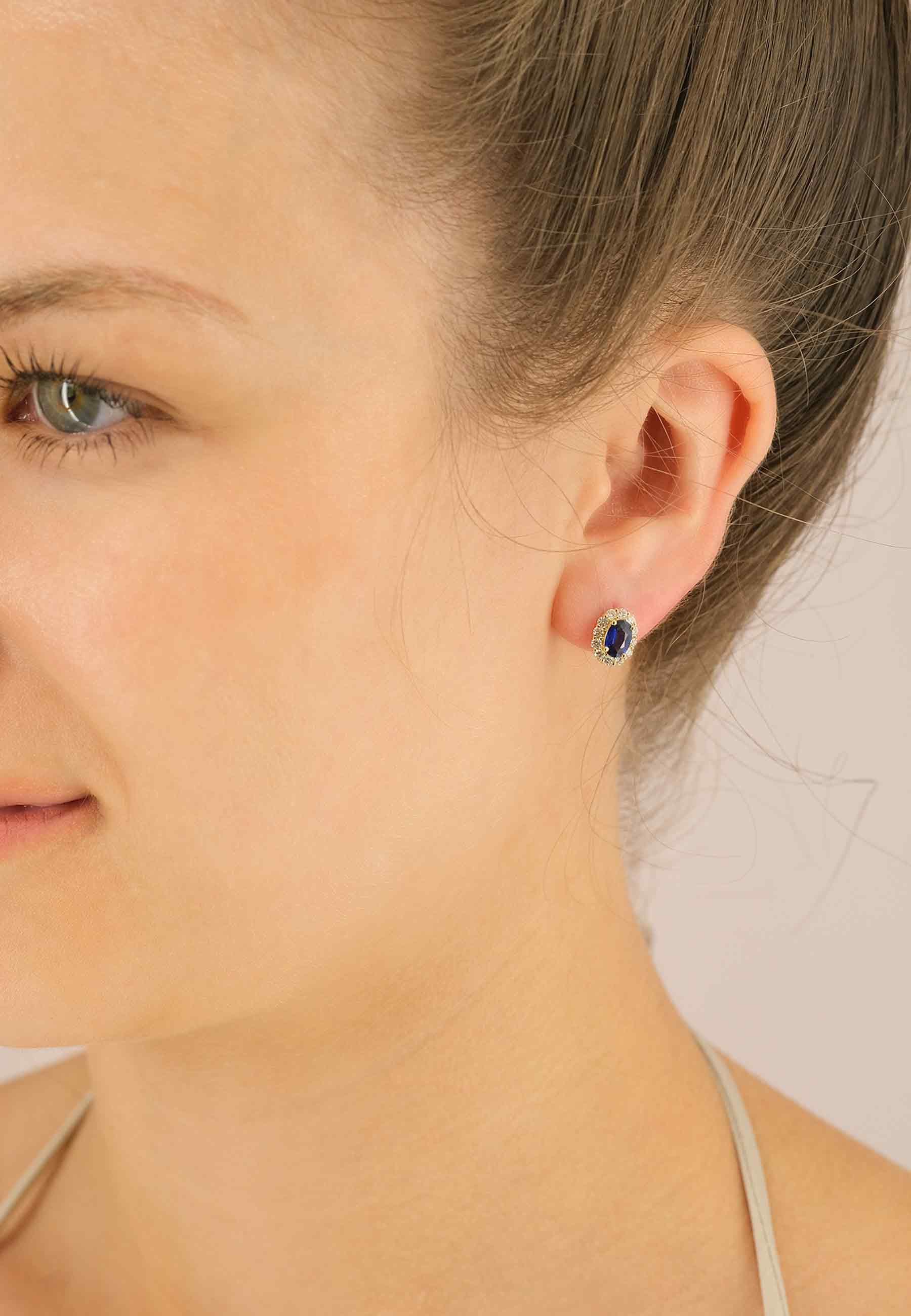 MUAU Schmuck  Ohrringe Gelbgold 750 Saphir 1.29ct. Brillanten 0.44ct. 10mm 