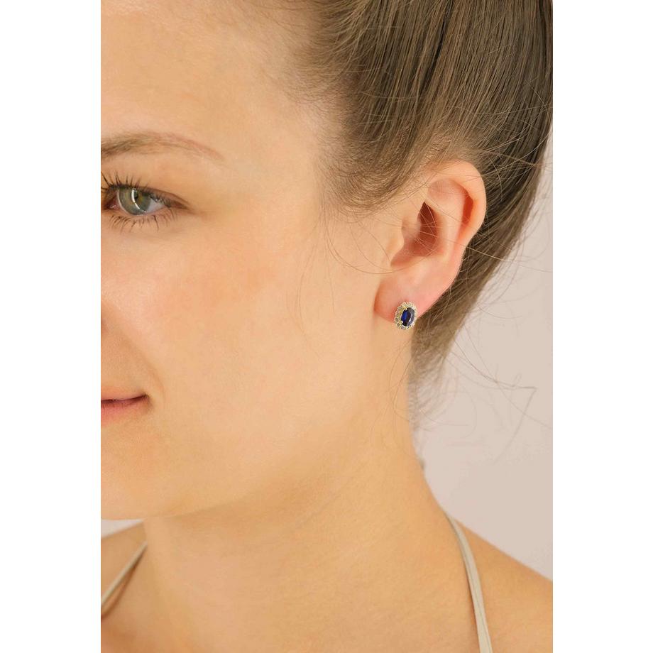 MUAU Schmuck  Ohrringe Gelbgold 750 Saphir 1.29ct. Brillanten 0.44ct. 10mm 