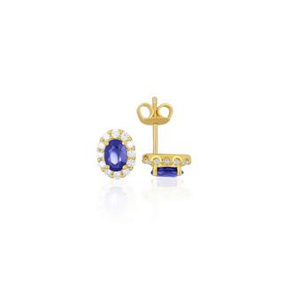 MUAU Schmuck  Clous d'oreilles or jaune 750 saphir 1,29ct. diamants 0,44ct. 10mm 