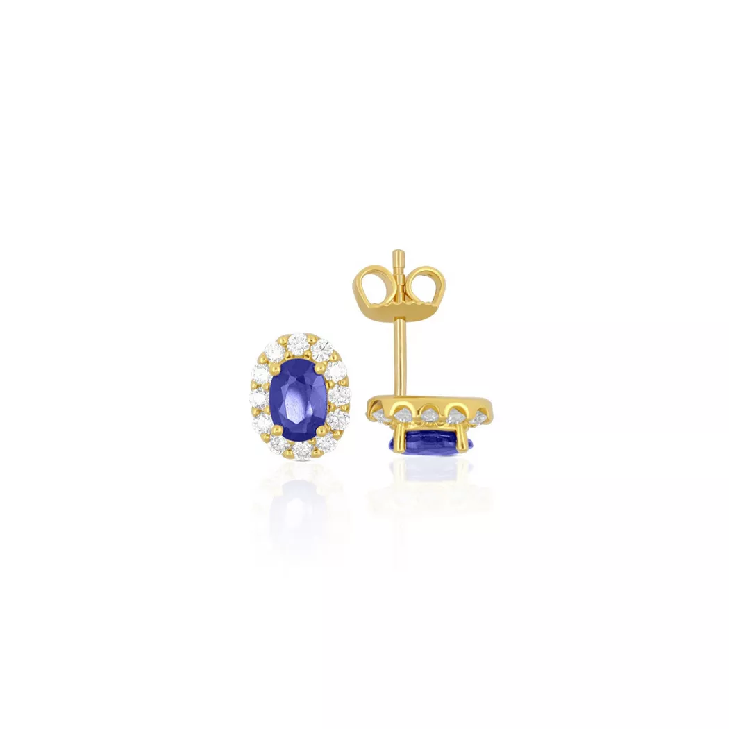 MUAU Schmuck - Ohrringe Gelbgold 750 Saphir 1.29ct. Brillanten 0.44ct. 10mm, One Size