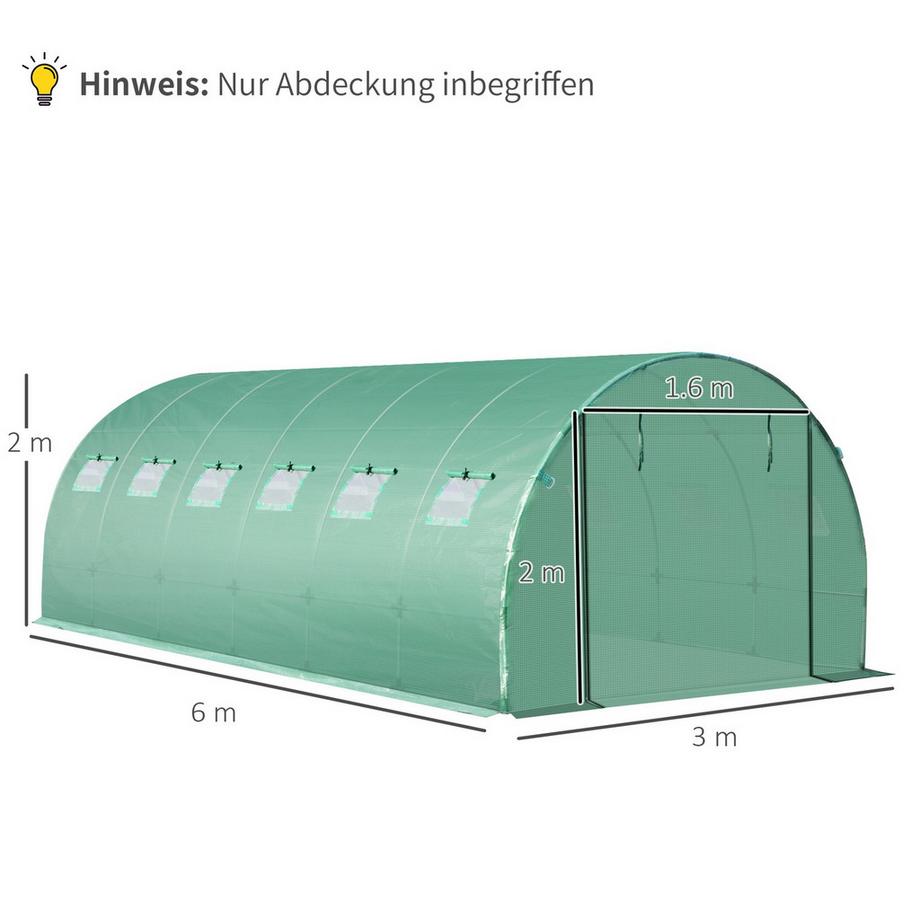 Northio Pellicola In Polietilene 6X3X2M, Pellicola Di Ricambio Con 12 Finestre, Per Tunnel Da Giardino, Pellicola Per Serra, Pellicola Da Giardino, Polietilene  