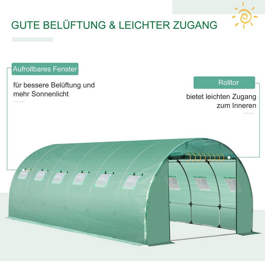 Northio Pellicola In Polietilene 6X3X2M, Pellicola Di Ricambio Con 12 Finestre, Per Tunnel Da Giardino, Pellicola Per Serra, Pellicola Da Giardino, Polietilene  