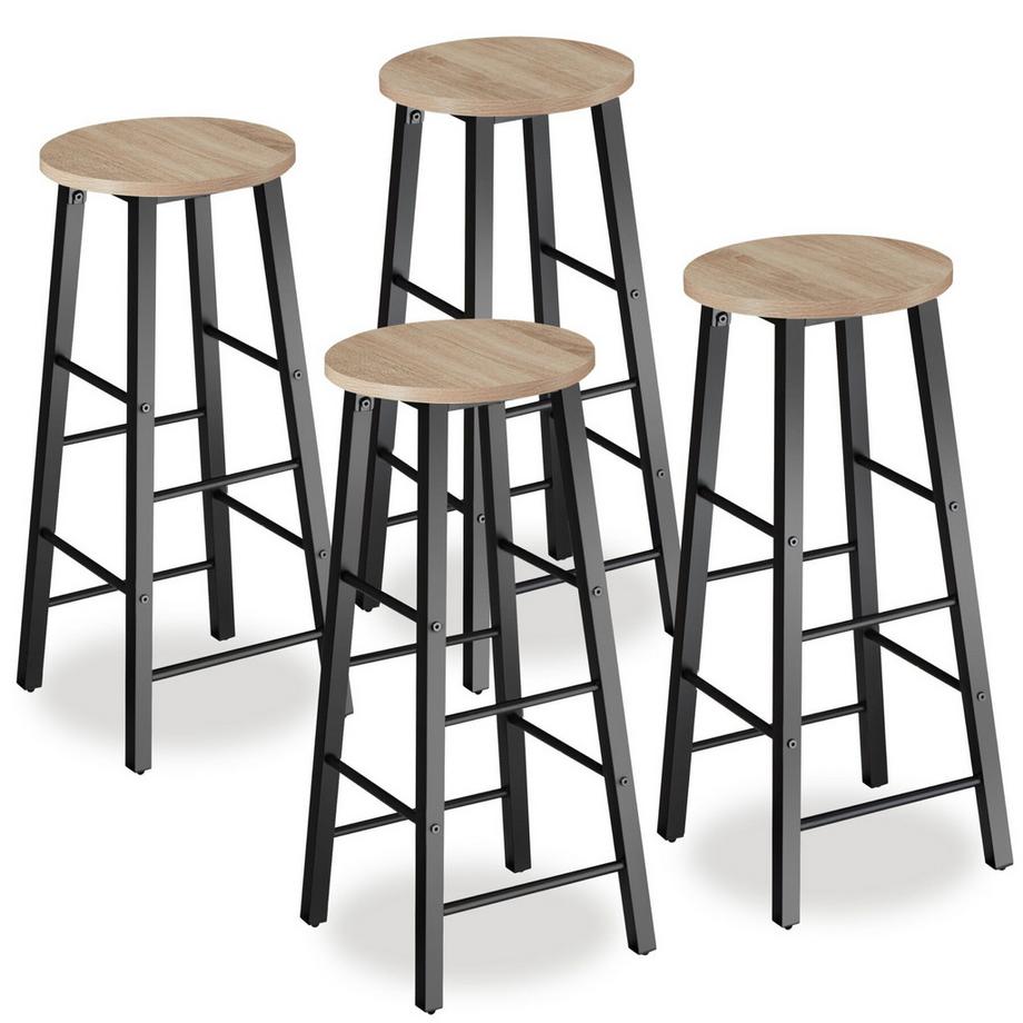 Set Barhocker Keynes Industrial Style Holz und Stahl 4er Set
