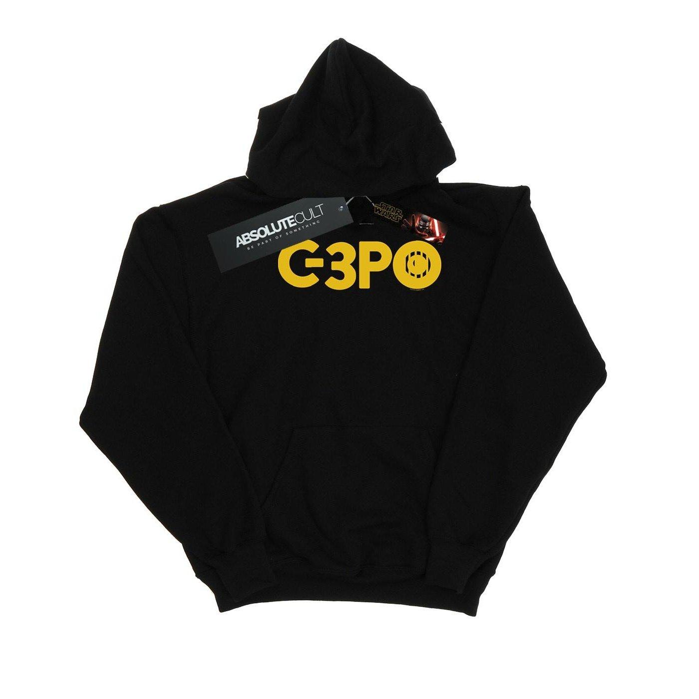 Image of The Rise Of Skywalker C3po Text Logo Kapuzenpullover Damen Schwarz S