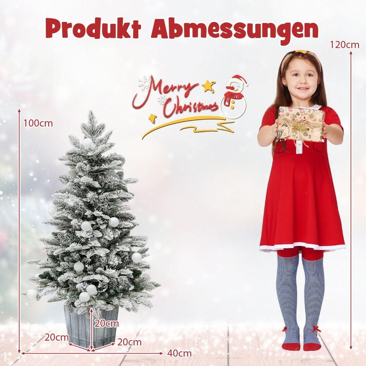 Northix 100cm Künstlicher Weihnachtsbaum beflockter Tannenbaum mit 80 mehrfarbigen LED-Lichtern  