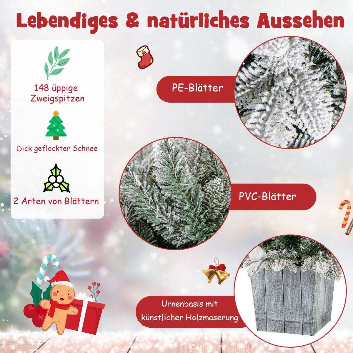Northix 100cm Künstlicher Weihnachtsbaum beflockter Tannenbaum mit 80 mehrfarbigen LED-Lichtern  