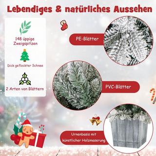 Northix 100cm Künstlicher Weihnachtsbaum beflockter Tannenbaum mit 80 mehrfarbigen LED-Lichtern  