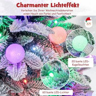Northix 100cm Künstlicher Weihnachtsbaum beflockter Tannenbaum mit 80 mehrfarbigen LED-Lichtern  