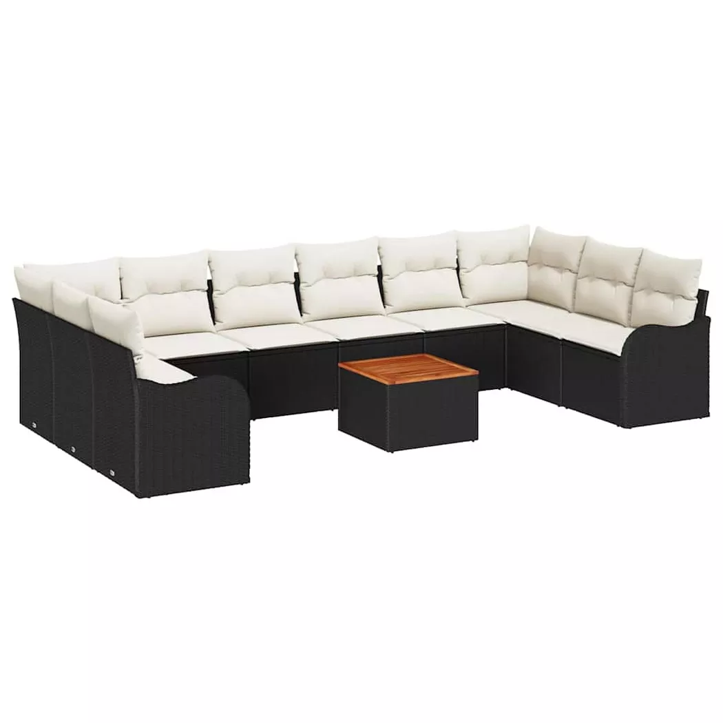 vidaXL Gartensofa-set 11 stk. Schwarz Poly-Rattan