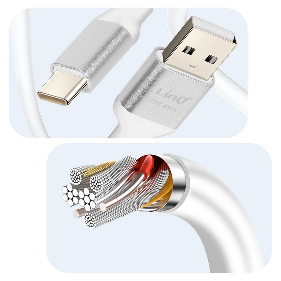 Avizar  USB / USB-C Kabel 1.5m Silber, LinQ 