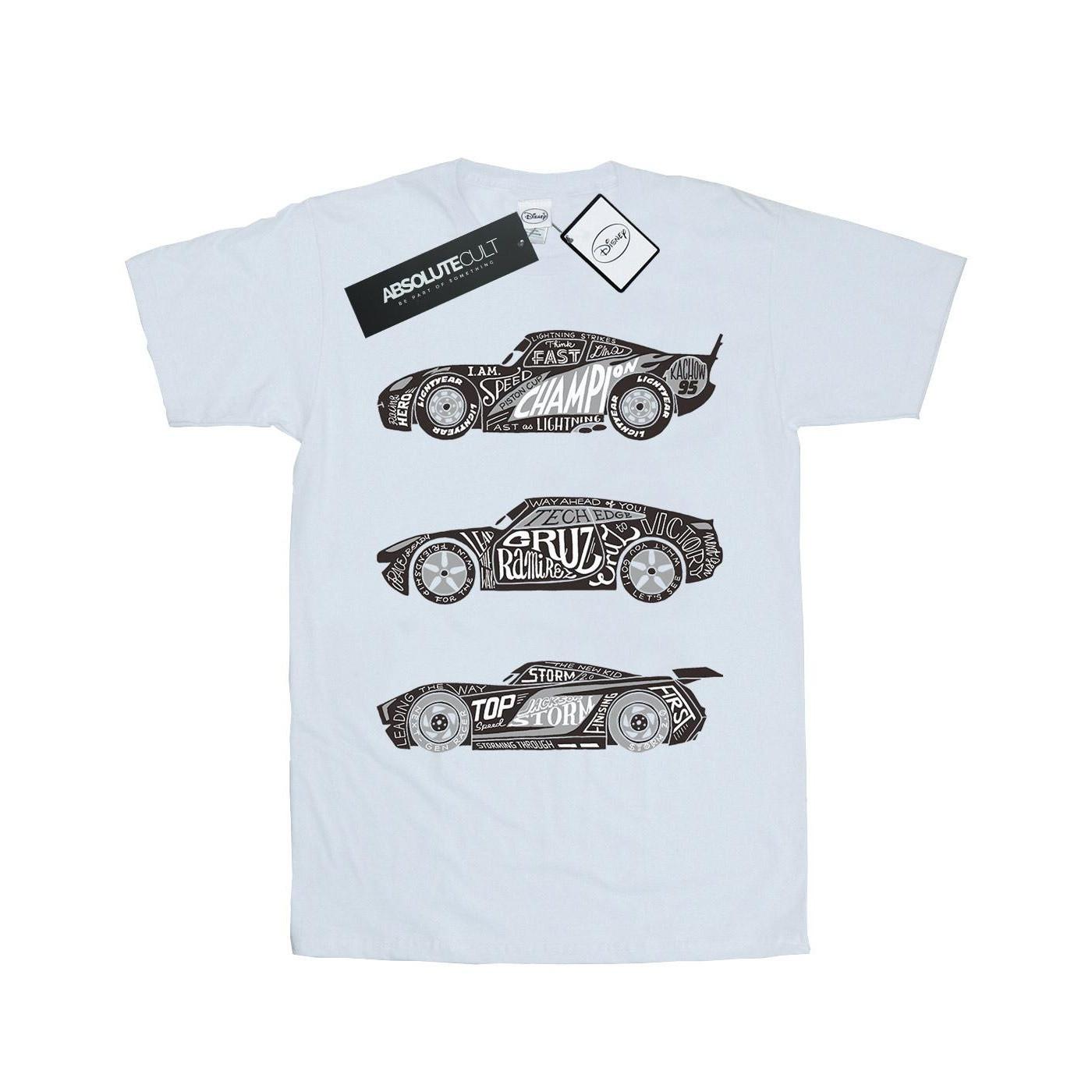 Image of Cars Text Racers Tshirt Damen Weiss XL