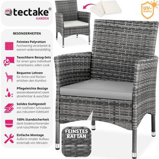 Tectake 2 Rattanstühle + 4 Sitzbezüge  