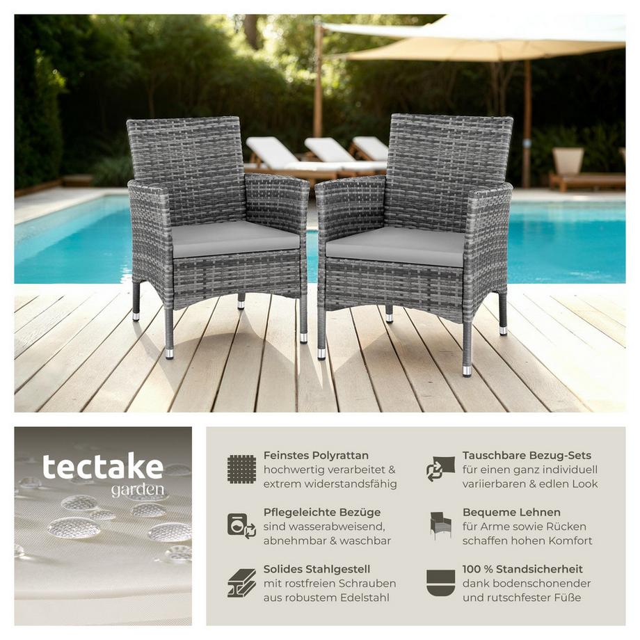Tectake 2er Set Rattanstuhl Nantes widerstandsfähig UV-beständig  
