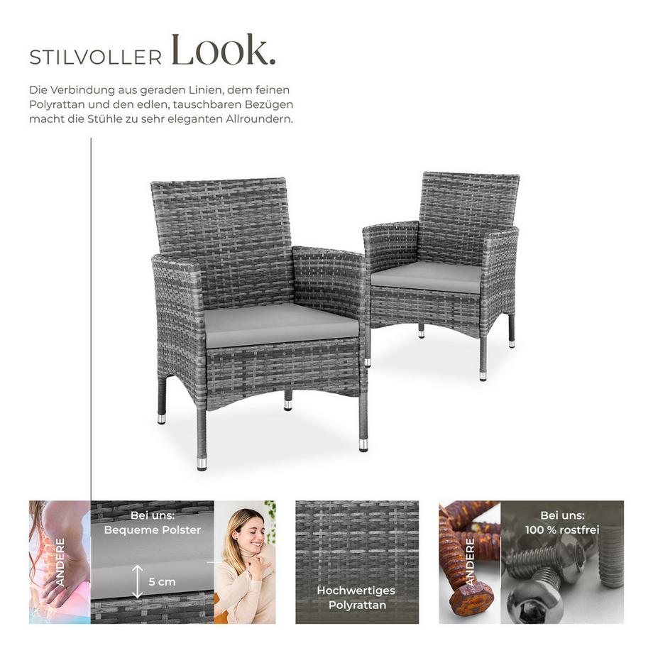 Tectake 2er Set Rattanstuhl Nantes widerstandsfähig UV-beständig  