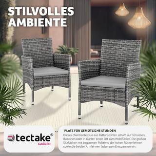 Tectake Lot de 2 fauteuils de jardin en rotin avec 2 sets de housses  