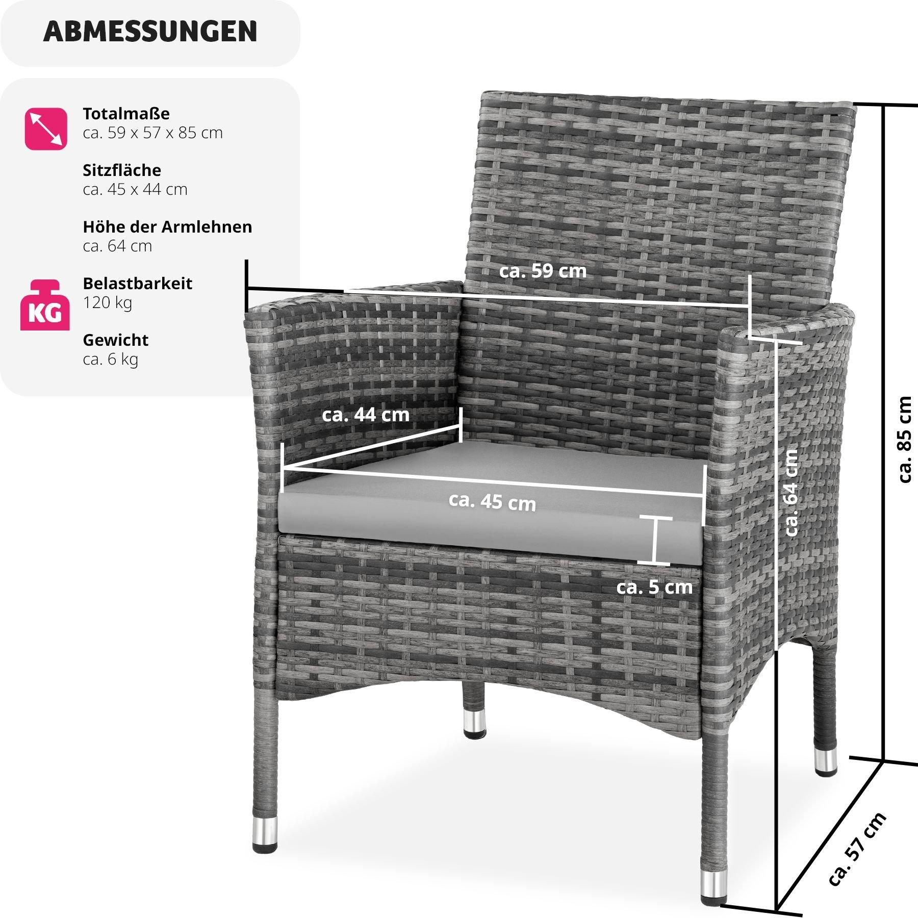 Tectake Lot de 2 fauteuils de jardin en rotin avec 2 sets de housses  