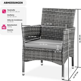 Tectake 2 Rattanstühle + 4 Sitzbezüge  