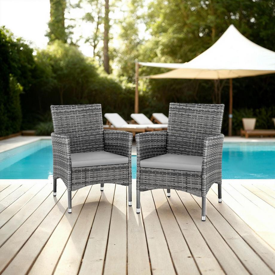 Tectake 2er Set Rattanstuhl Nantes widerstandsfähig UV-beständig  