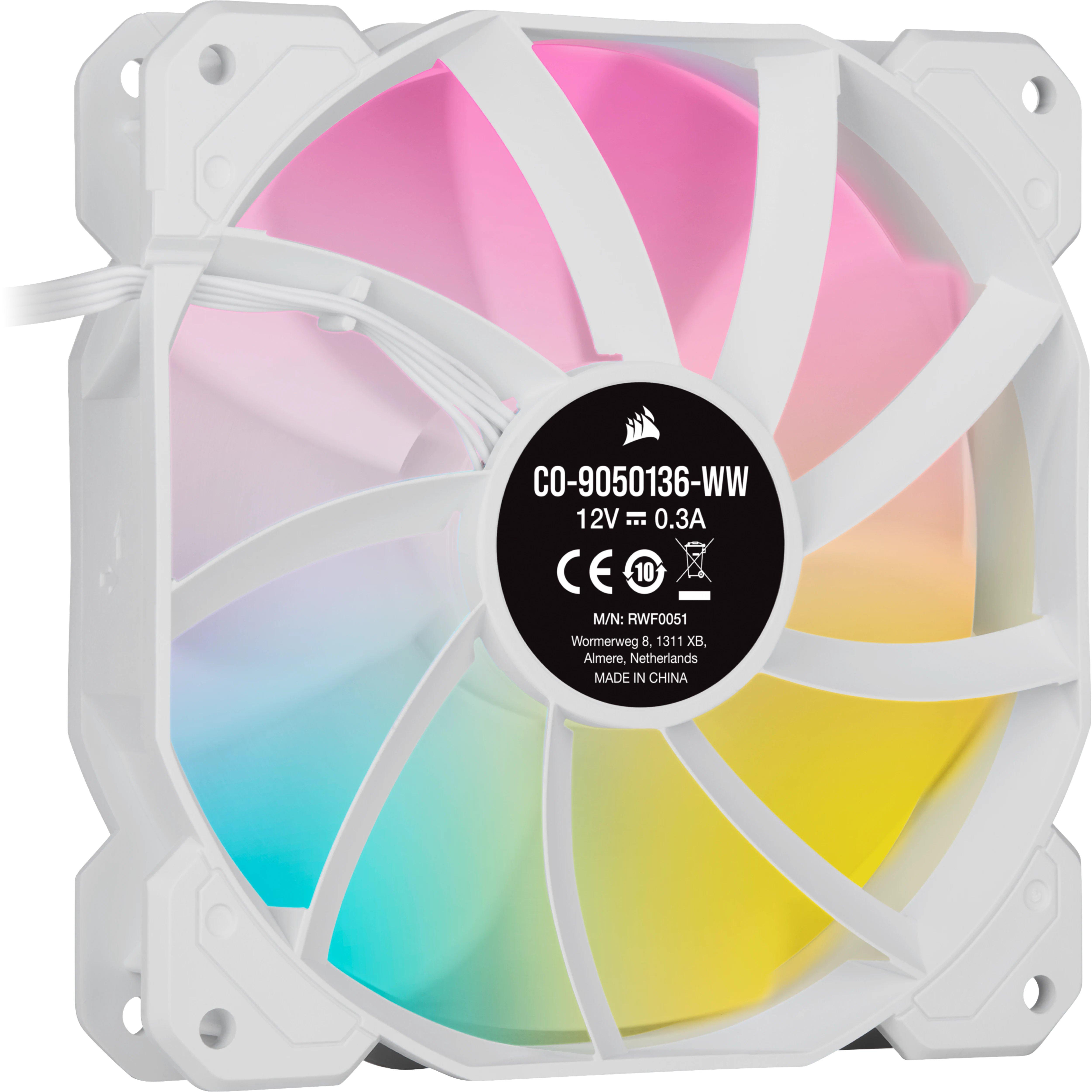 Corsair  SP Series, White SP120 RGB ELITE, 120mm RGB LED Fan with AirGuide, Single Pack 