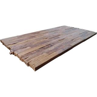 mutoni Massivholztisch 180x100 - recyceltes Teak natur - Metall silber  