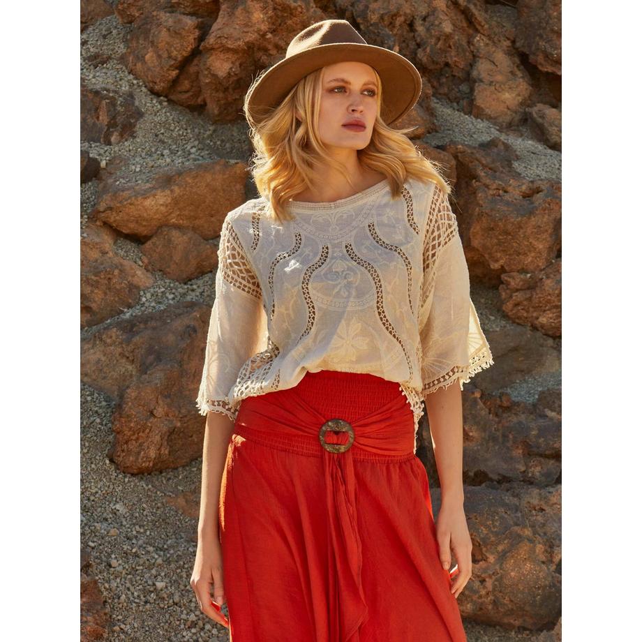 APRICOT Haut en coton mélangé brodé au crochet  