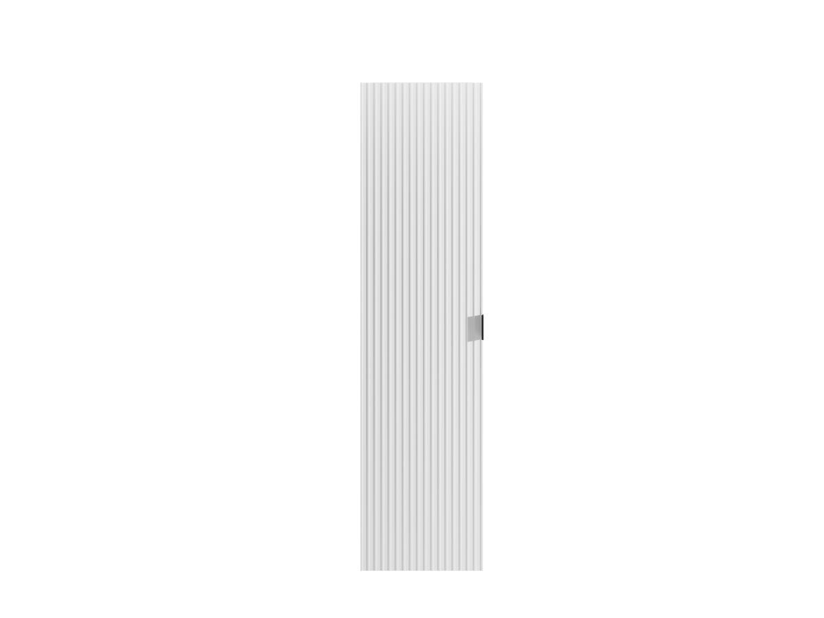 Vente-unique Colonne de salle de bain suspendue striée - Blanc mat - H140 cm - ZEVINI  