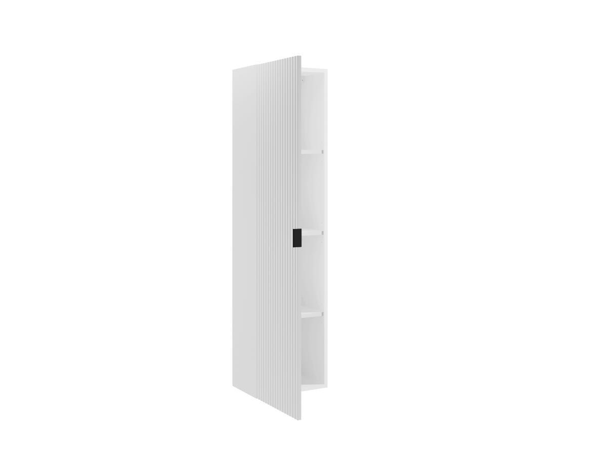 Vente-unique Colonne de salle de bain suspendue striée - Blanc mat - H140 cm - ZEVINI  