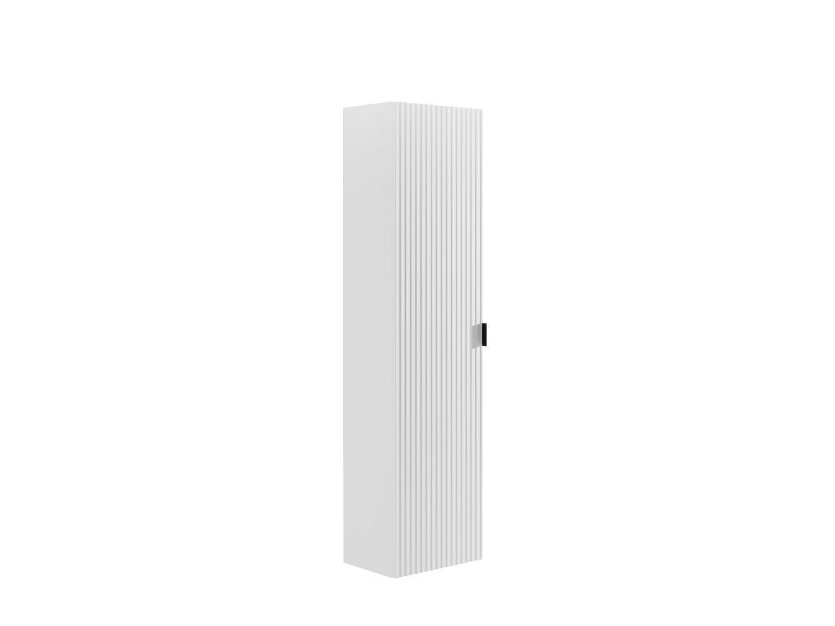 Vente-unique Colonne de salle de bain suspendue striée - Blanc mat - H140 cm - ZEVINI  