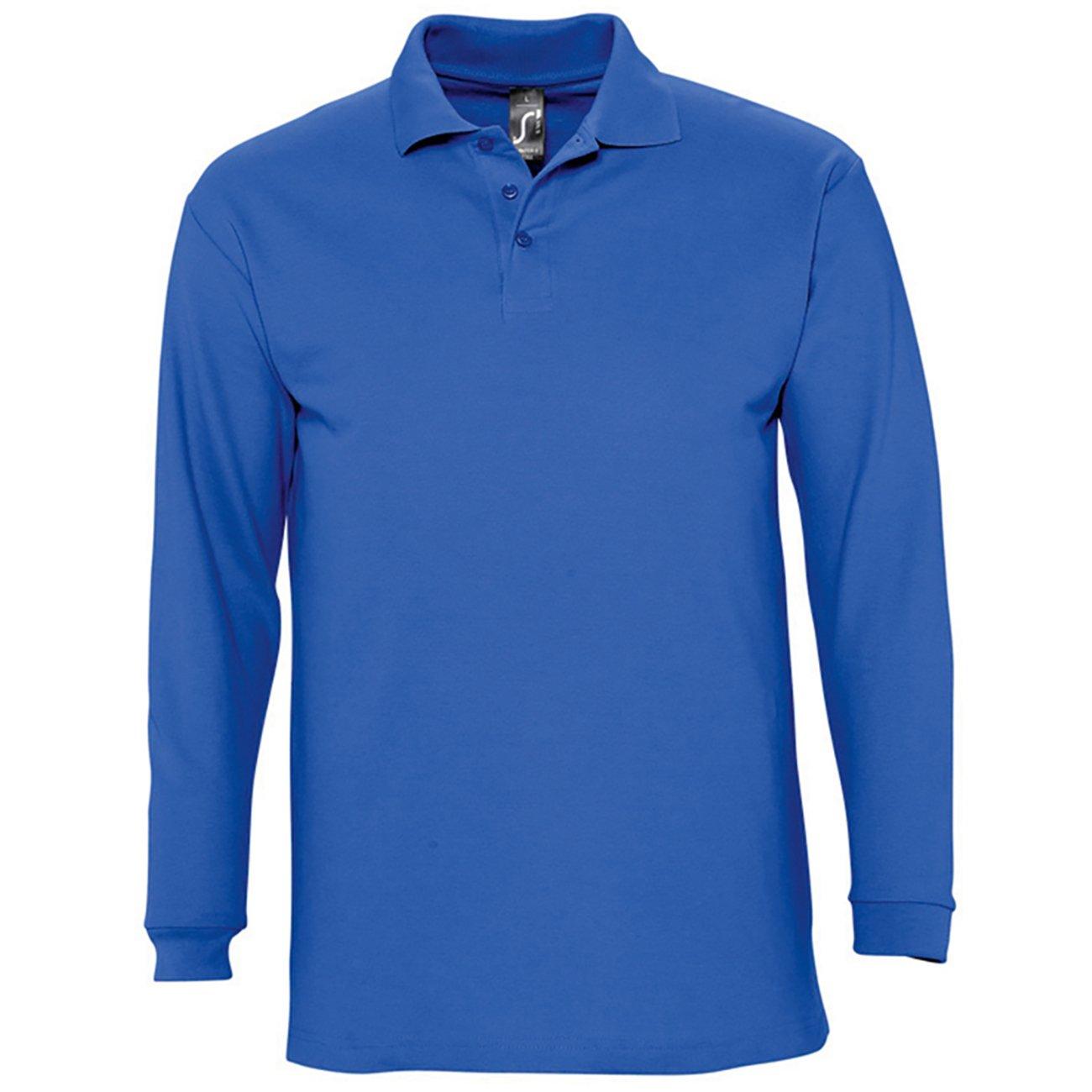 Image of Winter Ii Pique Langarmshirt Poloshirt, Langarm Herren Königsblau XL