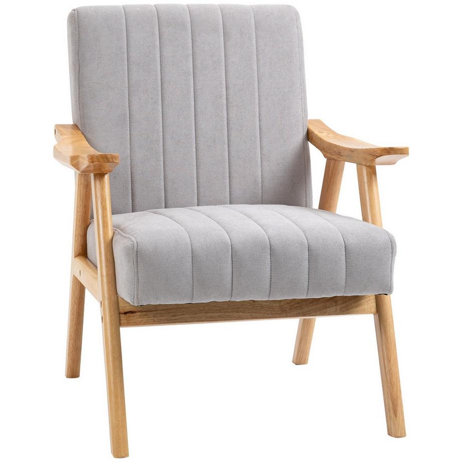 Northio Fauteuil À Oreilles, Chaise Rembourrée Avec Accoudoirs, Chaise Longue Aspect Velours, Chaise De Relaxation Au Design Scandi, Fauteuil, Pieds En Bois D'Hévéa, Gris Clair  