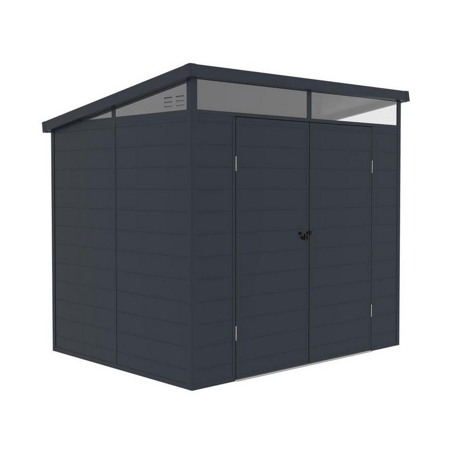 Vente-unique Abri de jardin en résine gris anthracite 4,57 m² avec plancher - MINARO  
