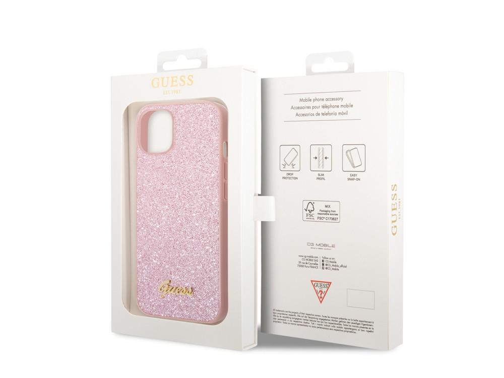 GUESS  Coque iPhone 14 Plus TPU Glitter Script 