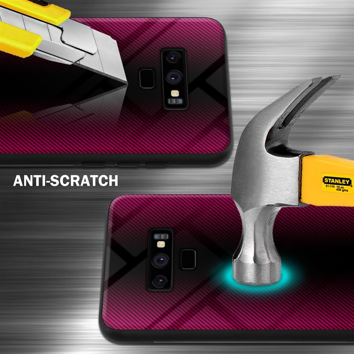 Cadorabo  Housse compatible avec Samsung Galaxy NOTE 9 - Aspect rayé - Coque de protection en silicone TPU et dos en verre trempé 