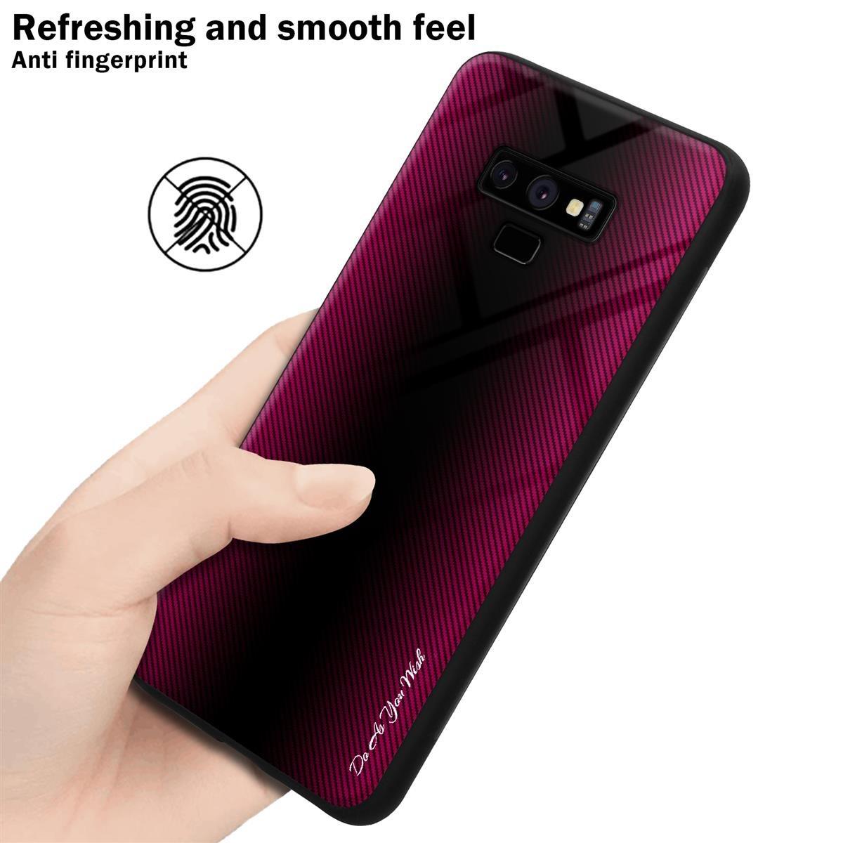 Cadorabo  Housse compatible avec Samsung Galaxy NOTE 9 - Aspect rayé - Coque de protection en silicone TPU et dos en verre trempé 