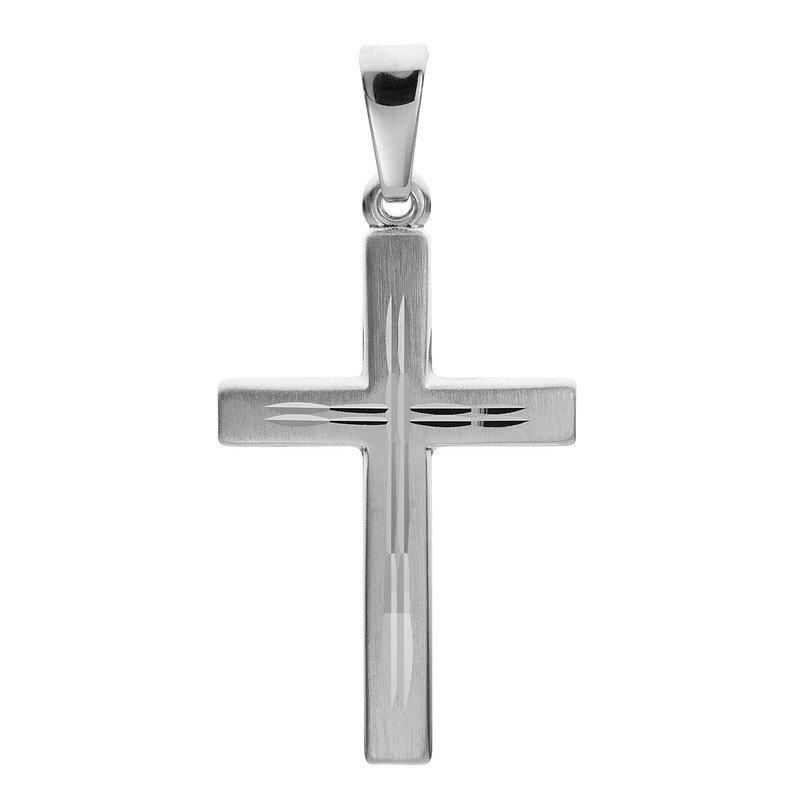 Image of MUAU Schmuck Anhänger 585/14K Weissgold Kreuz - ONE SIZE