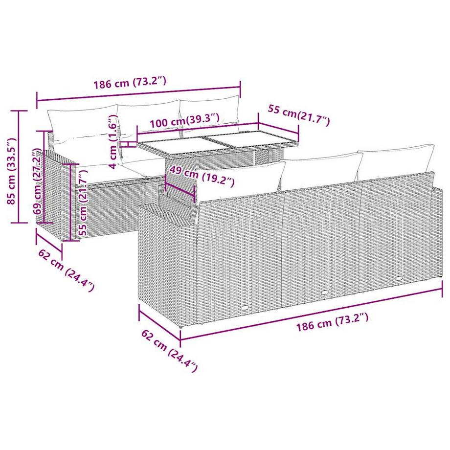 VidaXL Ensemble de canapés de jardin rotin synthétique  