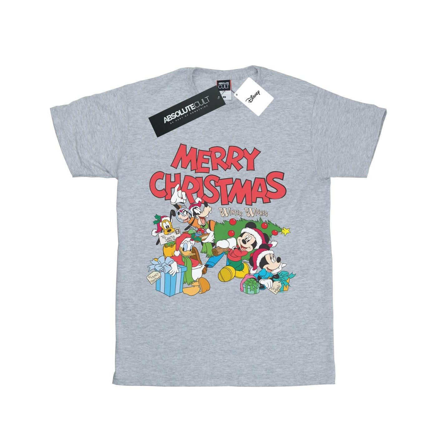 Image of Mickey And Friends Winter Wishes Tshirt Unisex Grau 140/146