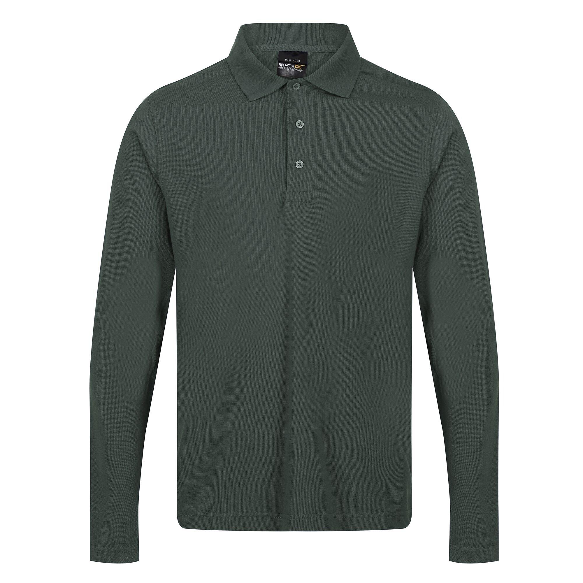 Image of Pro Poloshirt Langärmlig Herren Dunkelgrün 4XL