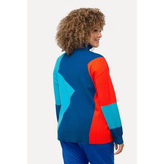 Ulla Popken  Maglione in stile color blocking con collo alto e maniche lunghe 